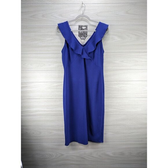 superfoxx Navy Ruffle V Neck Dress - Picture 7 of 9